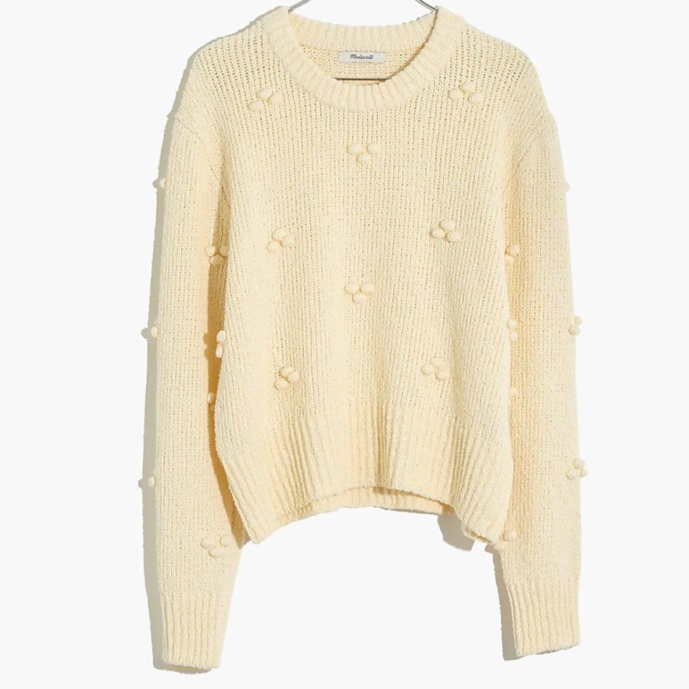 Madewell White Dotted Bobble Pullover Sweater - Size M